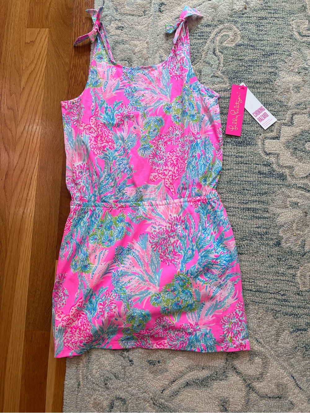 Lilly Pulitzer Girls' Pink Floral Tie-Shoulder sundai romper